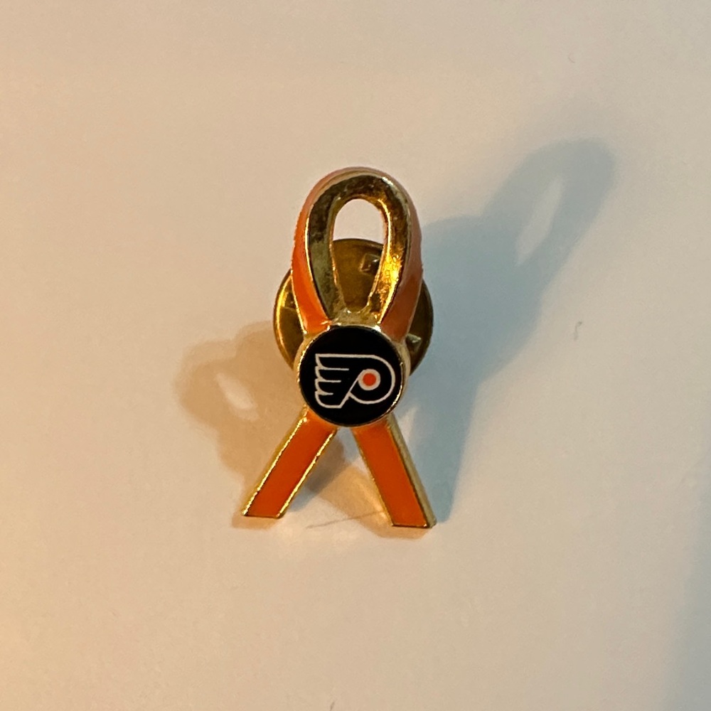 Philadelphia Flyers Orange and Gold Ribbon Pin